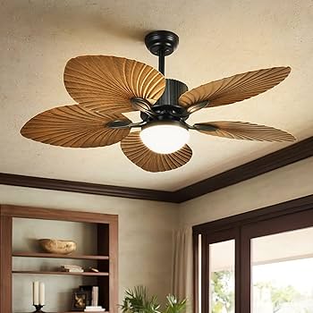 Tamme(タム)TROPICAL WOOLMK40 YITAHOME Tropical Ceiling Fan with Lights, 3 Ways Control